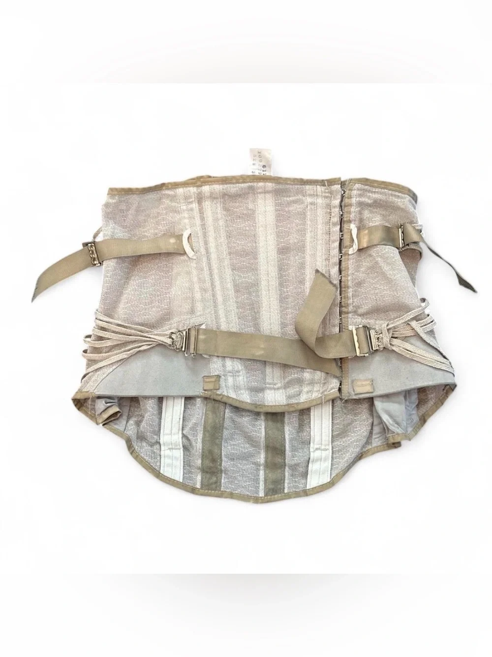 True Vintage Beige Striped Waist Cincher Belt